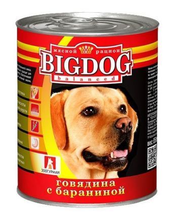 BIG DOG (Биг Дог) - Консервы для собак Говядина с бараниной 850 гр