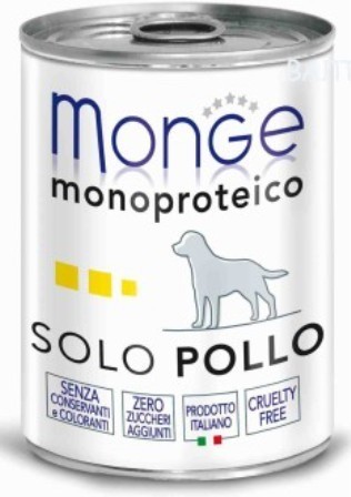 Monge Dog Monoproteico Solo (Монж Дог Монопротеко Соло) - Консервы для собак паштет из курицы 400 г