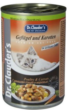 Dr. Clauder’s (Др. Клаудер’с) - Консервы для кошек Кусочки в соусе - Домашняя птица-морковь 415 гр