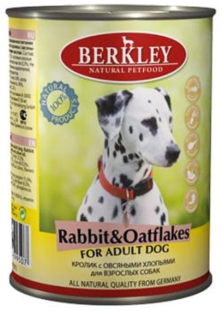 Berkley Adult Dog (Беркли Эдалт Дог) - Консервы для взрослых собак с кроликом и овсянкой 400 гр