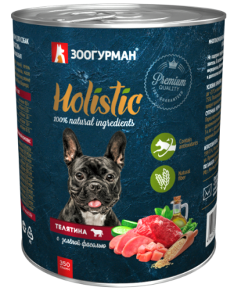 Holistic Dog - Консервы для собак Телятина с зеленой фасолью 350 гр