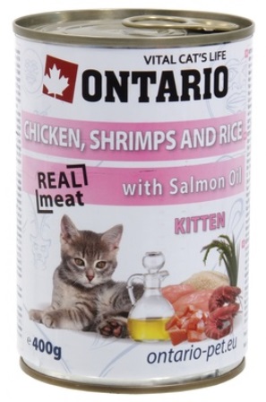 Ontario - Консервы для котят: курица, креветки и рис 400 гр