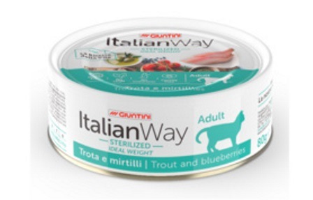 ITALIAN WAY - Облегченные консервы для кошек с форелью и черникой 80 гр