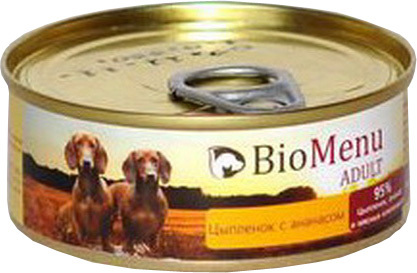 BioMenu Adult (БиоМеню Эдалт) - Консервы для собак Цыпленок с ананасами 100 гр