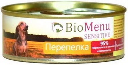 BioMenu Sensitive (БиоМеню Сенситив) - Консервы для собак Перепелка 100 гр