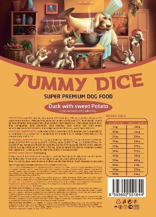 Yummi Dice - Сухой корм для собак Утка 12 кг