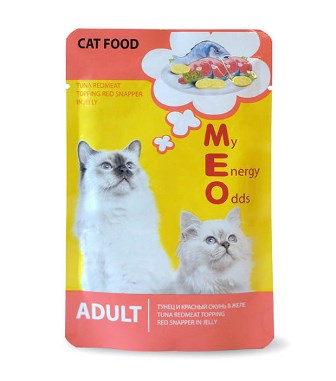 Me-o - Пауч для кошек Тунец и Красный окунь в желе №5 80 гр