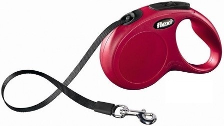 Flexi New Classic XS tape 3m - Рулетка-ремень для собак до 12 кг ремень 3 м (цвет красный)