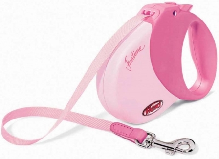 Flexi Funtime (Флекси Фантайм) - Рулетка с прорезиненной ручкой 1/S (до 15 кг) ремень 5 м (цвет розовый)