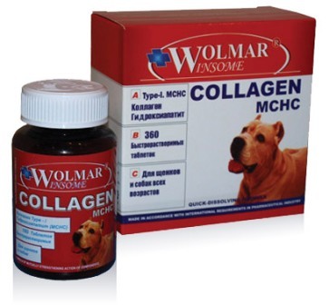 Wolmar COLLAGEN MCHC (Волмар Коллаген МСЧС) - Комплекс для поддержания опорно-двигательного аппарата щенков, юниоров и взрослых собак 180 таб. (1 таб./10 кг)