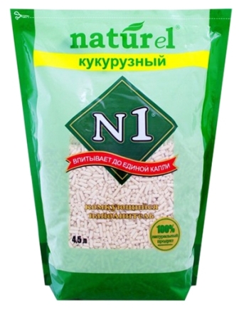 №1 Crystals Naturel (№1 Кристалс Натурель) - Наполнитель комкующийся Кукурузный 4,5 л