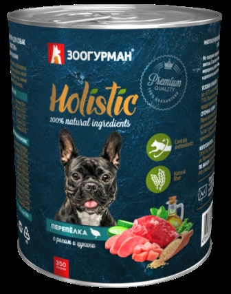 Holistic Dog - Консервы для собак Перепелка с рисом и цукини 350 гр