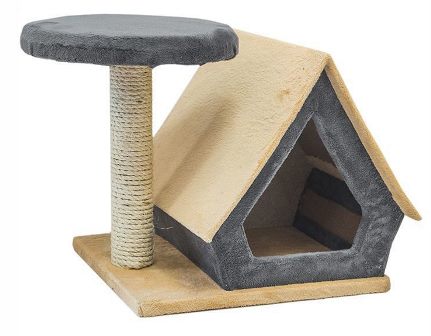 Домик-когтеточка СМАРТ Избушка, с полкой (сизаль, размер 39*31*34,5 см)
