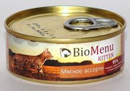 BioMenu Kitten (БиоМеню Киттен) - Консервы для котят Мясное ассорти 100 гр