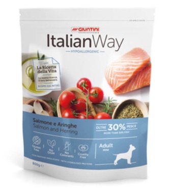 ITALIAN WAY - Безглютеновый корм для собак малых пород с чувствительной кожей, лосось и сельдь  8 кг