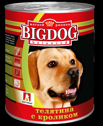 BIG DOG (Биг Дог) - Консервы для собак Телятина с кроликом 850 гр