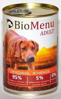 BioMenu Adult (БиоМеню Эдалт) - Консервы для собак Говядина-ягненок 410 гр