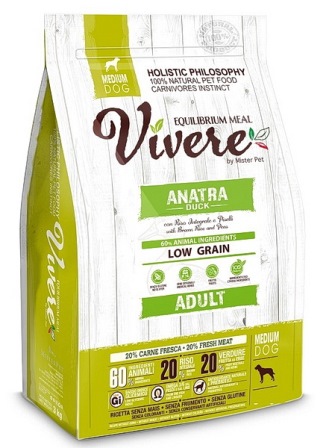 Vivere - Сухой корм для собак средних пород утка 12 кг