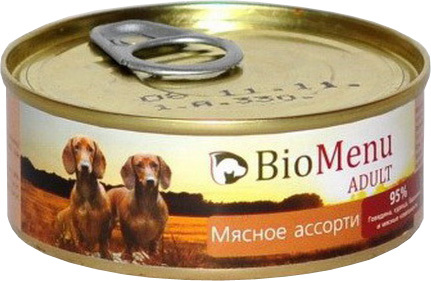 BioMenu Adult (БиоМеню Эдалт) - Консервы для собак Мясное ассорти 100 гр