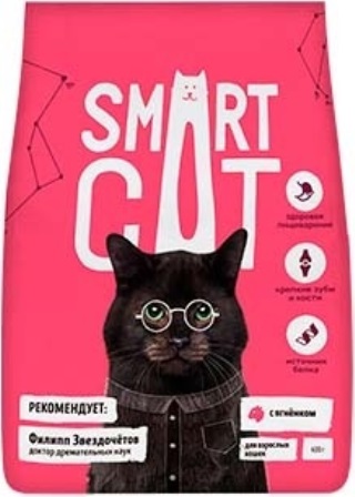 Smart Cat - Для взрослых кошек с ягненком 0,4 кг