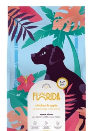 Florida - Сухой корм для взрослых собак малых пород с курицей и яблоком 1 кг