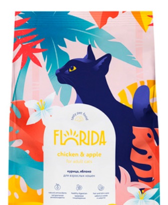 Florida - Сухой корм для взрослых кошек с курицей и яблоком 12 кг