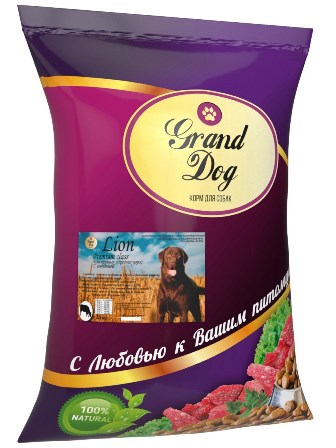 Grand Dog - Lion Premium Class с говядиной для собак крупных и средних пород 10 кг
