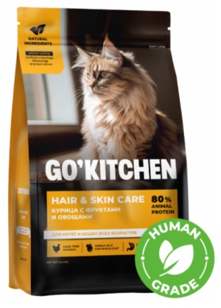 Go Kitchen Chicken Cat - Корм для кошек всех пород и возрастов (с курицей, фруктами и овощами) 0,4 кг