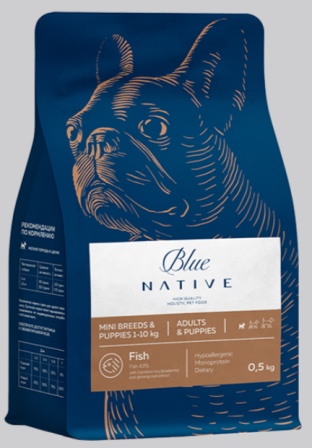 BLUE NATIVE HOLISTIC - Корм ХОЛИСТИК РЫБА (гранула 0,8 - для щенков и мелких пород) 0,5 кг