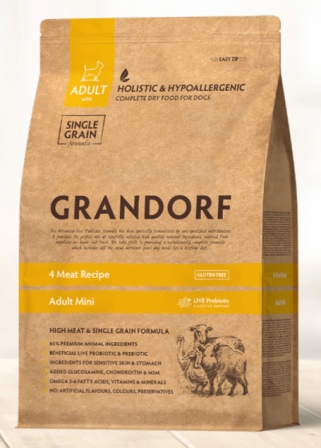 Grandorf (Грандорф) - Корм для собак мелких пород 4 вида мяса с рисом 3 кг