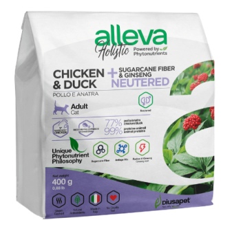 ALLEVA HOLISTIC NEUTERED CAT Chicken&amp;Duck - Корм для стерилизованных кошек и котят Курица и Утка (БЕЗЗЕРНОВОЙ) 400 гр