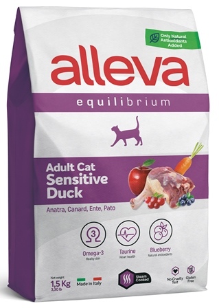 Alleva Equilibrium Adult Cat Sensitive Duck сухой корм для взрослых кошек с чувствительным пищеварением утка 400 гр