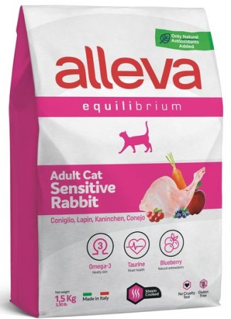 Alleva Equilibrium Adult Cat Sensitive Rabbit сухой корм для взрослых кошек с чувствительным пищеварением кролик 1,5 кг
