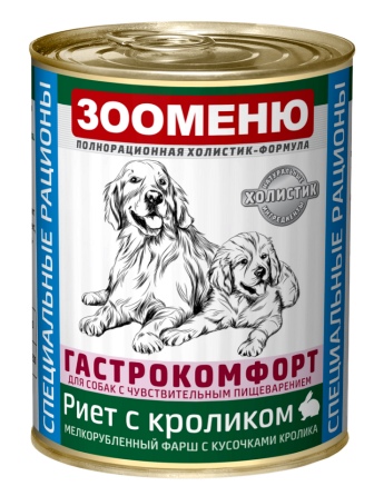 Зооменю - Консервы мясные ГАСТРОКОМФОРТ Риет с кроликом 400 гр