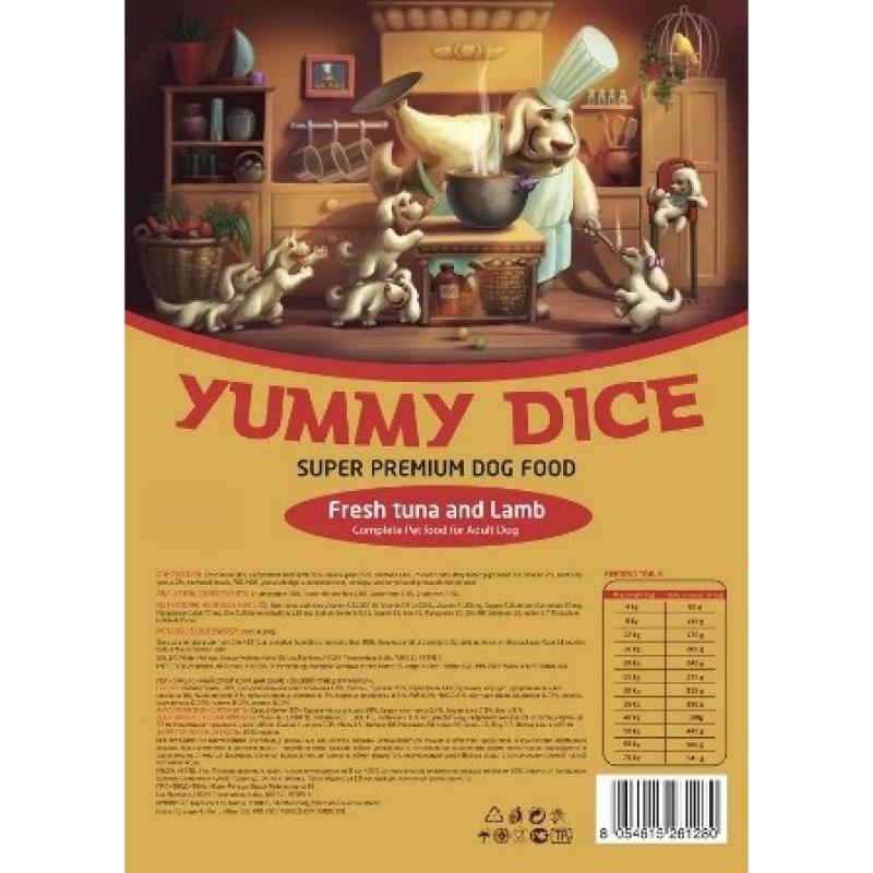 Yummi Dice - Сухой корм для собак Тунец и Ягненок 3 кг